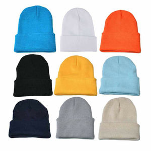Beanies de vida diaria personalizados, 100% acrílico, Color sólido, moda de estilo Oem - Product Image 2