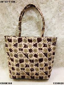 Ikkat Stylish Fabric Tote <b>Bag</b> with Cotton Lining Fashionable Purse Pattern for <b>Evening</b> Use - Product Image 2