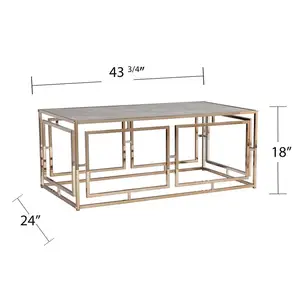 Marco de acero inoxidable dorado moderno para sala de estar, muebles de lujo para el hogar, mesa de té y café rectangular