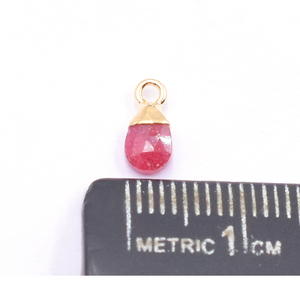 <strong>Ruby</strong> Corundum 8-10mm Pendant <strong>Pear</strong> <strong>Shape</strong> with Bail 18K/14K Gold Plated Brass Material - Product Image 5