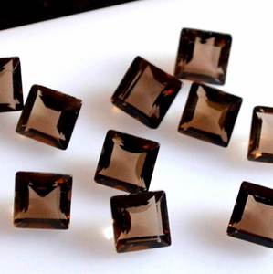 Piedras preciosas sueltas de cuarzo ahumado natural al por mayor cabujón cuadrado facetado 5-10MM certificado por terceros para joyería mejorada - Product Image 2