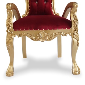Chaise de trône à dossier haut en velours doré de luxe avec cadre en bois massif pour mariage, banquet, hôtel, appartement, salon, usage commercial - Product Image 6