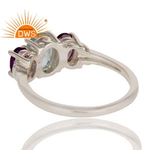 Bague en argent Sterling 925, fabricant de bijoux, pierre précieuse, améthyste bleue, topaze, fabrication de bijoux - Product Image 3