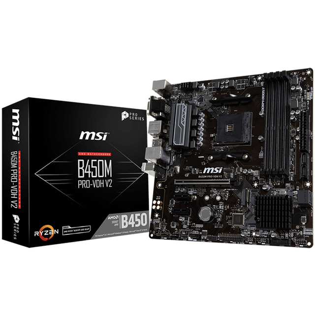 Used AMD MSI B450M PRO-VDH V2 Gaming Motherboard with AM4 Socket B450 Chipset Supports AMD Ryzen 1st and 2nd Generation