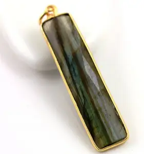 Labradorite Gemstone 925 Sterling Silver Gold Plated Connectors