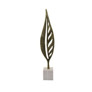 Sculpture moderne de feuille en métal plaqué or pour la décoration de table Maison Jardin Décoratif et Restaurant Table Base Décoration Sculpture - Product Image 4
