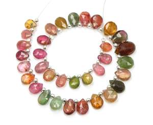 Proveedor mayorista de cuentas de piedra facetadas en forma de pera de turmalina múltiple natural de 8 pulgadas - Product Image 5