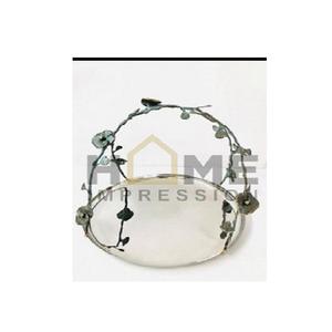 La Mayoría de lujo elegante decoración de lujo de alta calidad nueva llegada artesanía llevar soporte de pastel de Metal con mango de hojas florales redondas - Product Image 1