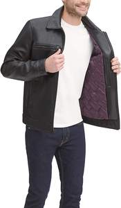 Chaqueta de cuero de los hombres chaqueta de cuero de 100% lavado chaqueta de cuero - Product Image 3