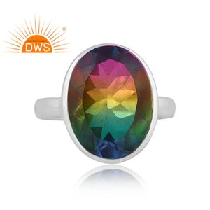 แหวนควอตซ์แบบซ้อนกันได้สำหรับนักออกแบบทำด้วยมือของผู้ผลิตเครื่องประดับเงินแท้ธรรมชาติแบบคู่คู่จากแตงโม - Product Image 2