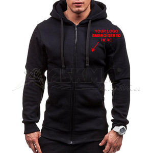 Sudadera con capucha negra con cremallera personalizada para la temporada de invierno hecha de material duradero de poliéster/algodón - Product Image 1
