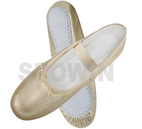 Chaussures de danse ballet en PU synthétique unisexe Chaussures de danse orientale pointues pour femmes Classe de danse Ballet plat doré