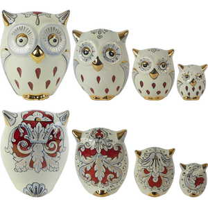 SAMBUCO CERAMICS Búho de Cerámica Hecho a Mano para Decoración del Hogar, 7 cm, Pintado a Mano con Oro Puro y Brillo Metálico Rojo, Diseño Tradicional - Product Image 6