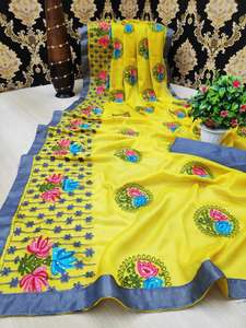 El último diseñador de saris de fiesta india para mujer, tela de rayón satinado, blusa Sari con estampado Digital, blusa japonesa Alphanumero, suave y cómoda - Product Image 2