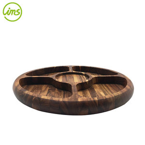 ถาดชิปแผ่นไม้อะคาเซียธรรมชาติทรงกลม - Product Image 3