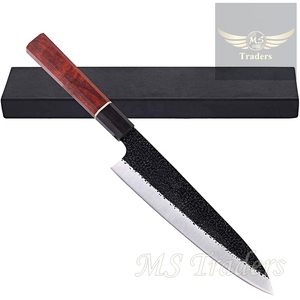 Tùy Chỉnh Handmade Chuyên Nghiệp Nhà Bếp Carbon Cao Đầu Bếp Dao Với Da Vỏ Bọc Bìa - Product Image 6