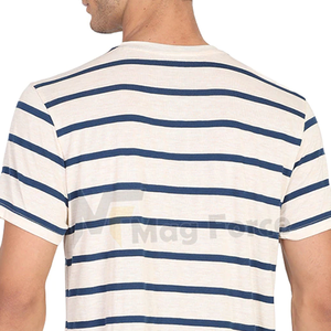 เสื้อยืดผู้ชายสีขาว คอโอ แบบสวม พร้อมซับในสีดำ พิมพ์โลโก้ตามสั่ง เสื้อยืดลำลอง - Product Image 5