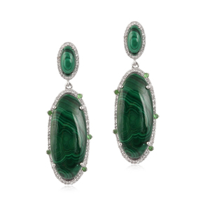 Vente en gros de bijoux fins boucles d'oreilles en argent sterling 925 pendentif malachite ensemble de bijoux en pierre collier pour femmes ensembles de boucles d'oreilles - Product Image 5