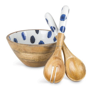 Tazón de Madera Ecológico Personalizado para Servir Ensaladas, Hecho a Mano, con Logotipo Impreso Personalizado, Empaquetado en Cartón para Uso en Restaurantes - Product Image 1