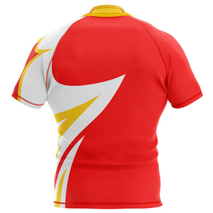Camiseta de Rugby Unisex Personalizada en Color Rojo Sublimado con Características Antibacterianas, de Secado Rápido y Transpirables, y Opción de Talla Grande - Product Image 2