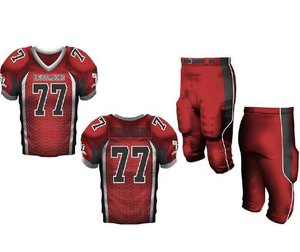 Conjunto de Uniforme de Fútbol Americano Sublimado Personalizado, Jersey Rojo 77 de Malla, Pantalones Transpirables, Cuello en V, Sin Mangas, para Hombre Adulto - Product Image 1