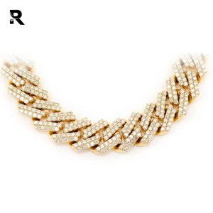 Collier en or rose et jaune 14 carats avec diamants cubains surélevés, coupe ronde brillante, certifié IGI, 39,50 carats - Product Image 5