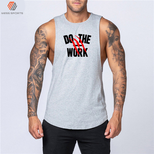 Men's White Sleeveless Tank Top <b>Do</b> <b>The</b> <b>Work</b> Print Cotton O-Neck Casual Muscle Shirt Breathable Fitness Wear - Product Image 4