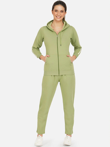 Ensemble de survêtement en molleton personnalisé de haute qualité pour femmes Jogger deux pièces décontracté avec col à capuche pour l'hiver - Product Image 5