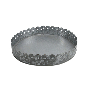 Plateau de service galvanisé Forme ronde Plateau de service de fantaisie Designer traditionnel Vente en gros Plat de service galvanisé élégant indien - Product Image 1