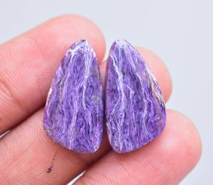 Lot de pierres précieuses Charoite naturelles, 10 pièces, couleur violette, cabochons amples - Product Image 3