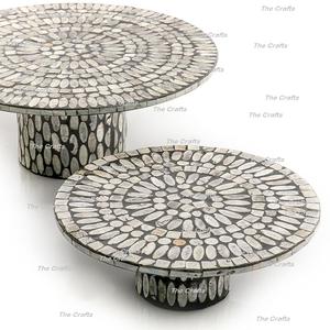 Juego de diferentes tamaños de dos soportes para pasteles de madera y madre de perla soporte para servir pasteles a un precio asequible - Product Image 2