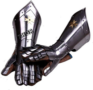 Guantelets medievales SCA Armor Steel, guanteletes con acabado plateado, envío Exp - Product Image 3