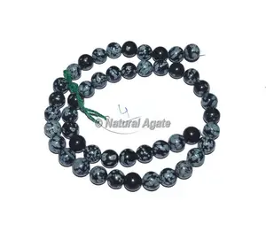 Wholesaler of Snow flake Obsidian Agate Beads : Snow flake Obsidian Agate Beads With Best Quality