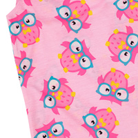 Pyjama pour bébé fille, 1 pièce, rose, imprimé hibou sur toute la surface, printemps, résistant aux flammes, respirant, robe de nuit pour bébé