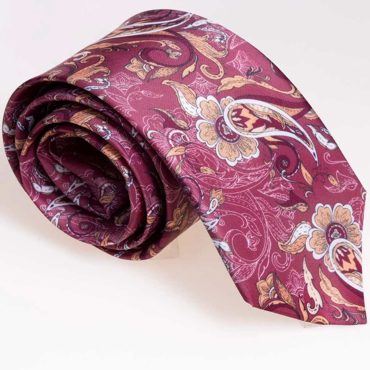 紫トーン花手作りネクタイ