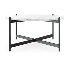 Modern Simple Coffee <b>Table</b> Black Powder Coated Metal with Lega <b>White</b> Stainless <b>Marble</b> Decor Multifunctional Hall Center Piece - Product Image 1