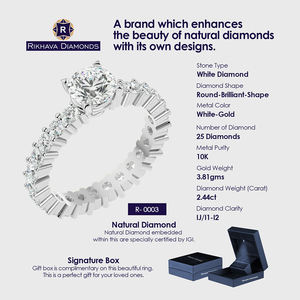 Rikhava Diamonds Anillo de diamantes naturales para mujer 10K Oro blanco Metal Pureza Anillos de diamantes Premium - Product Image 3