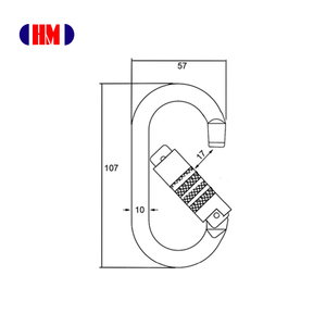 คาราไบเนอร์เหล็กแบบล็อคสามชั้น (ชุบสังกะสี) ผู้ผลิต OEM/ODM ไต้หวัน รับน้ำหนักได้ 25kN ขนาด 17 มม. น้ำหนัก 199 กรัม - Product Image 1