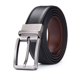 Ceinture en cuir véritable pour hommes pour les affaires commerciales Boucle rotative en alliage de qualité Style de mode Utilisation double face - Product Image 1