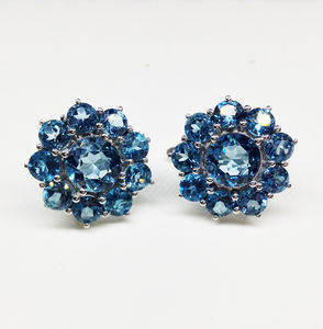 Haute Qualité En Argent Sterling 925 Bas fait sur commande QUANTITÉ MINIMALE DE COMMANDE Fournisseur Grossiste Femme Pas Cher Pierres Précieuses Topaze Bleue Cubique Boucles D'oreilles - Product Image 1
