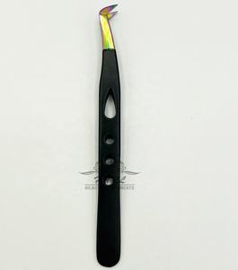 Pinces à épiler courtes pour extensions de cils, pointe arc-en-ciel, logo personnalisé, outils de beauté et fournitures pour cils - Product Image 6