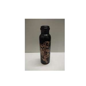 Etiqueta engomada impresa elegante esmalte diseño Floral de alta calidad concepto negro dorado botella de agua de cobre Premium botella de cobre Ayurveda - Product Image 1