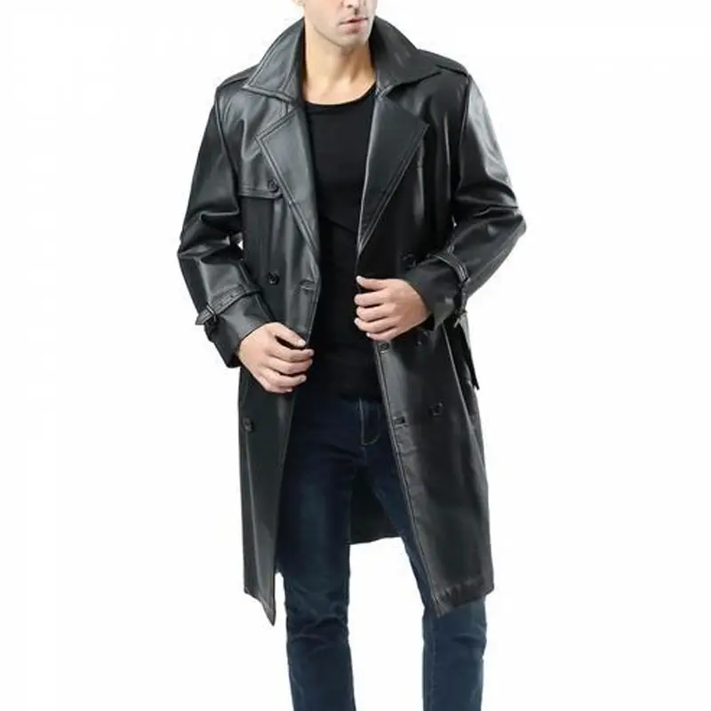 New Custom Mens Leather Trench Coat High Quality Winter Long Coat In Wholesale Price