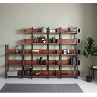 Étagère industrielle, bibliothèque, séparateur de bureau à domicile ou de salon, en métal et fer, design moderne, 5 niveaux, hauteur réglable, noir et blanc