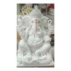 พระพิฆเนศเวียดนามหินอ่อนสีขาวบริสุทธิ์นั่ง Murti หินอ่อน - Product Image 1