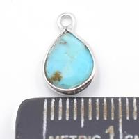 Pendentif en argent sterling 925 plaqué argent avec turquoise en forme de poire Kingman Block, fabrication artisanale de bijoux