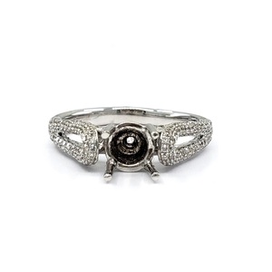 Anillo de Oro Blanco Sólido de 18k con Micro Pavé de Diamantes Naturales, Anillo Semi-Montado, Joyería Personalizada a Medida, Fabricante Mayorista - Product Image 1