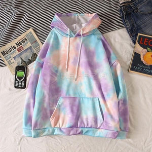 Multi couleurs haute qualité casual women tie dye hoodies avec cordon de serrage hoodie 100% coton hoodie oversize pullover hoodie - Product Image 4