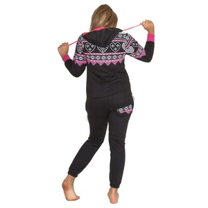 Ensemble d'hiver pour femme en molleton de coton léger, grande taille, design 2-en-1, anti-transpiration, combinaison de survêtement, pyjama, combinaison de nuit, à capuche, pour le jeu - Product Image 6