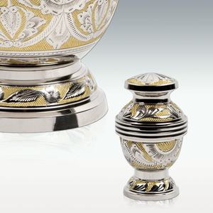 Recuerdo de flor de fervedor de oro y plata, urna de cremación, suministros funerarios, urnas para cenizas humanos, estilo americano - Product Image 1